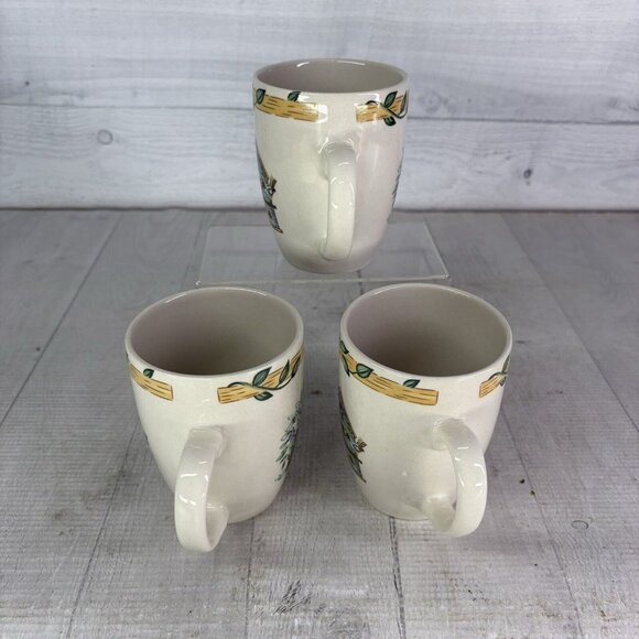 Thomson Pottery BIRDHOUSE 39146 Birds Vines Hearts 12oz 4" Tall Mug Cup Set 3 - Picture 6 of 16